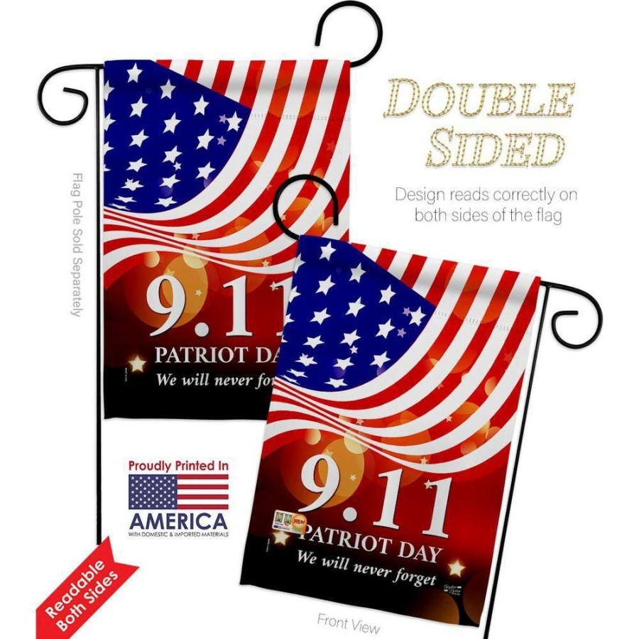 Outdoor Decor * | Angeleno Heritage Made And Designed Los Angeles California 13 In. X 18.5 In. Remember 9/11 Double-Sided Garden Flag Readable Both Sides Patriotic Patriot Day Decorative