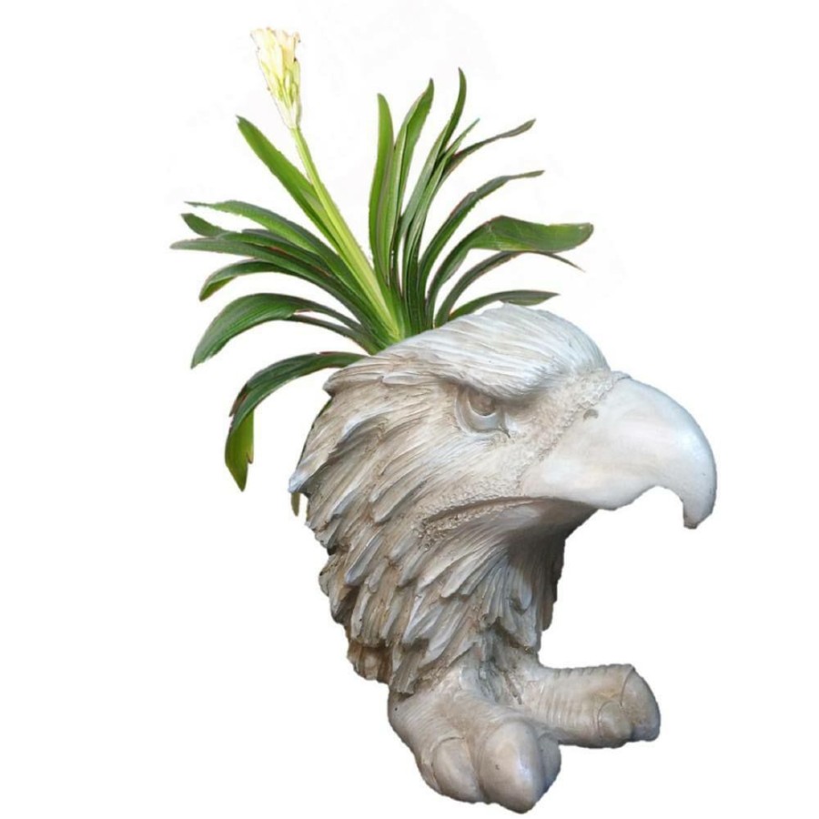 Outdoor Decor * | Homestyles 13 In. Antique White American Eagle Muggly Mascot Animal Statue Planter Holds A 5 In. Pot