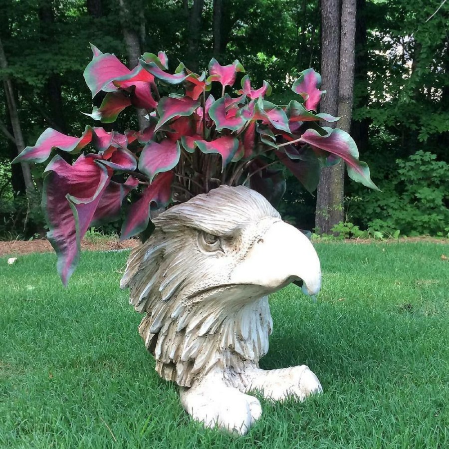 Outdoor Decor * | Homestyles 13 In. Antique White American Eagle Muggly Mascot Animal Statue Planter Holds A 5 In. Pot