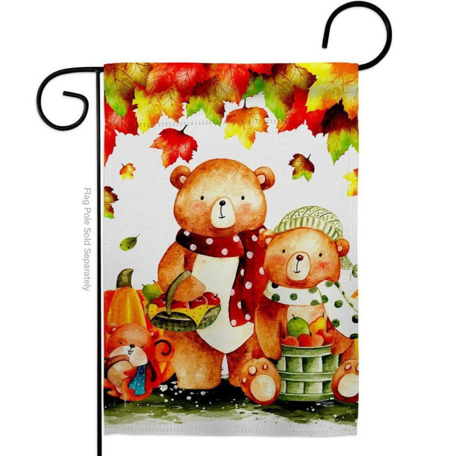 Outdoor Decor * | Angeleno Heritage Made And Designed Los Angeles California 13 In. X 18.5 In. Autumn Bears Double-Sided Garden Flag Readable Both Sides Fall Harvest And Autumn Decorative