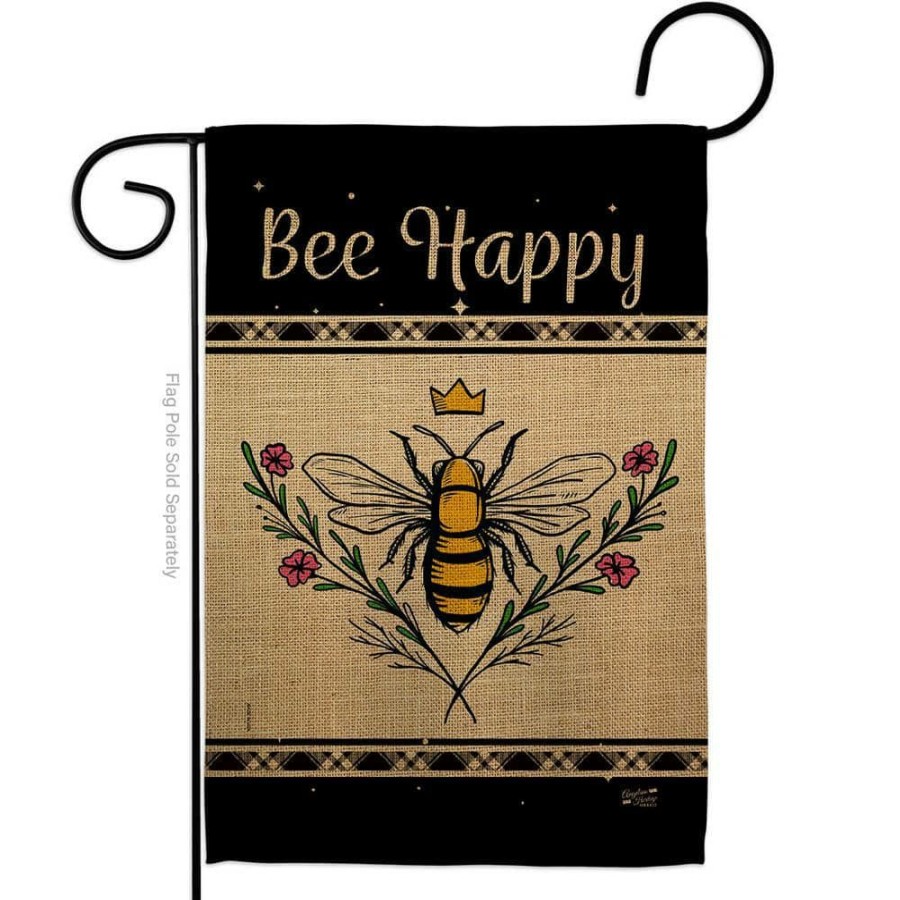 Outdoor Decor * | Angeleno Heritage Made And Designed Los Angeles California 13 In. X 18.5 In. Queen Bee Happy Garden Friends Double-Sided Garden Flag Garden Friends Decorative Vertical Flags