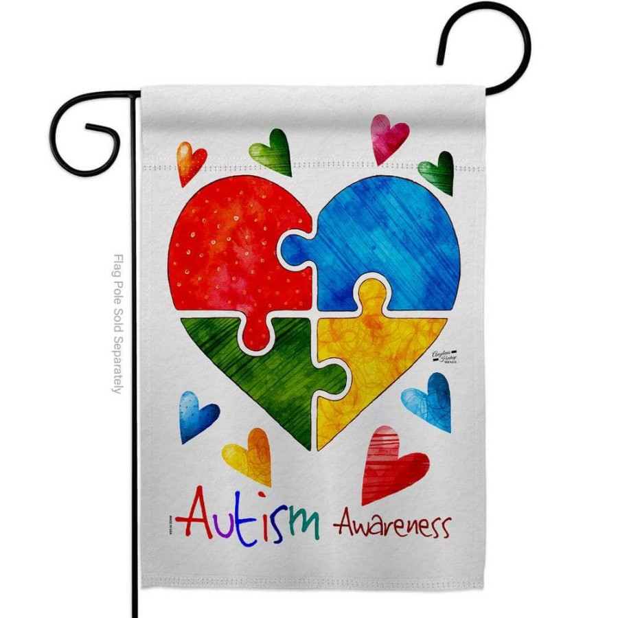 Outdoor Decor * | Angeleno Heritage Made And Designed Los Angeles California 13 In. X 18.5 In. Autism Love Support Double-Sided Garden Flag Support Decorative Vertical Flags