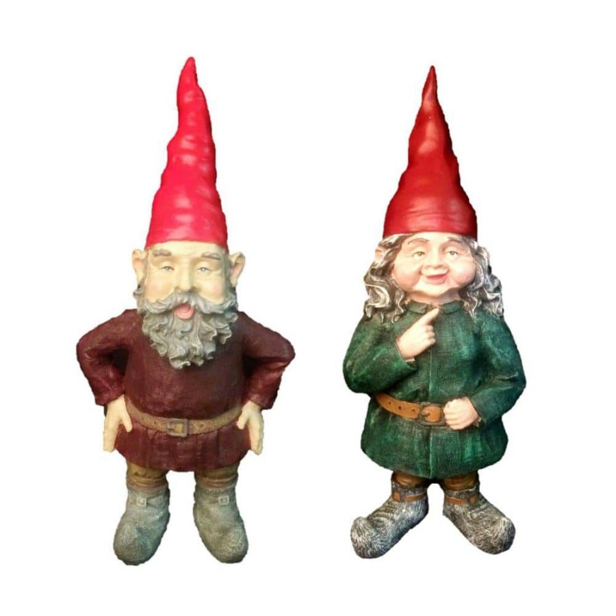 Outdoor Decor * | Homestyles Gnomes Of Toad Hollow Merlinand Zeldathe Female Garden Gnome Couple Figurine Statue 20 In. H