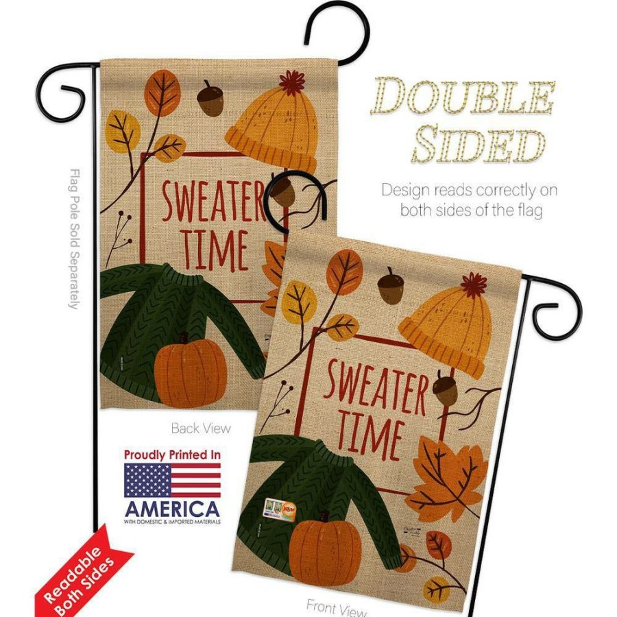 Outdoor Decor * | Angeleno Heritage Made And Designed Los Angeles California 13 In. X 18.5 In. Sweater Time Garden Flag Double-Sided Fall Decorative Vertical Flags