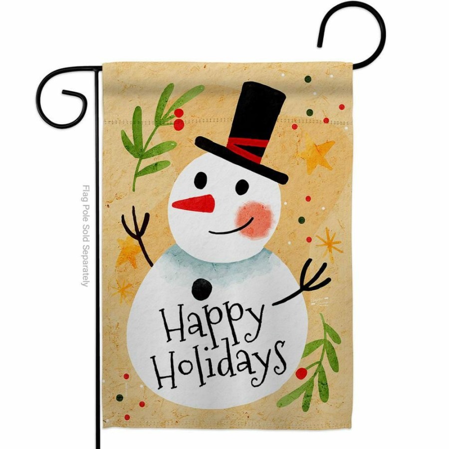 Outdoor Decor * | Angeleno Heritage Made And Designed Los Angeles California 13 In. X 18.5 In. Happy Snowman Winter Wonderland Garden Flag Double-Sided Decorative Vertical Flags