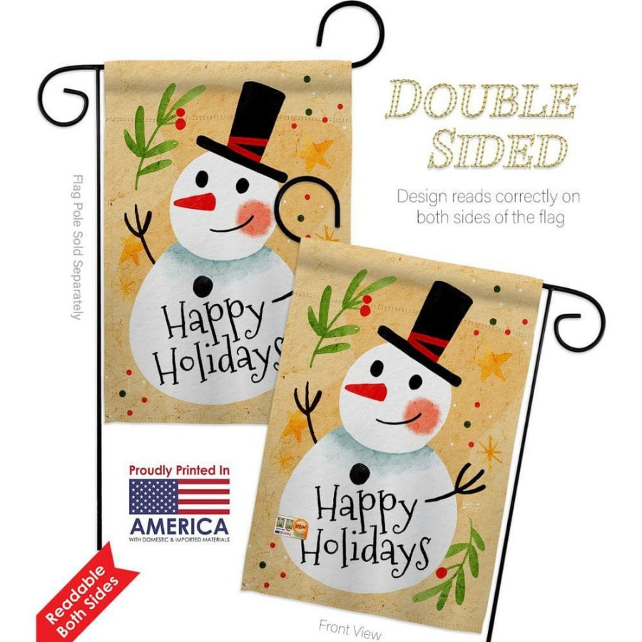 Outdoor Decor * | Angeleno Heritage Made And Designed Los Angeles California 13 In. X 18.5 In. Happy Snowman Winter Wonderland Garden Flag Double-Sided Decorative Vertical Flags