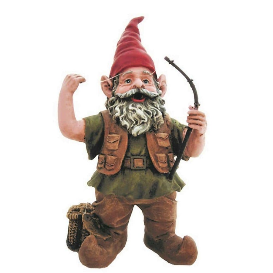 Outdoor Decor * | Homestyles 14 In. H Fisherman Gnome Holding Fishing Pole Home And Garden Gnome Statue