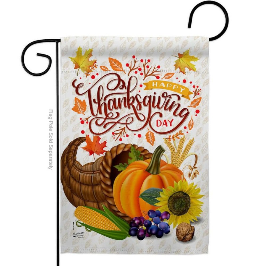 Outdoor Decor * | Angeleno Heritage Made And Designed Los Angeles California 13 In. X 18.5 In. Thanksgiving Cornucopia Garden Flag Double-Sided Fall Decorative Vertical Flag