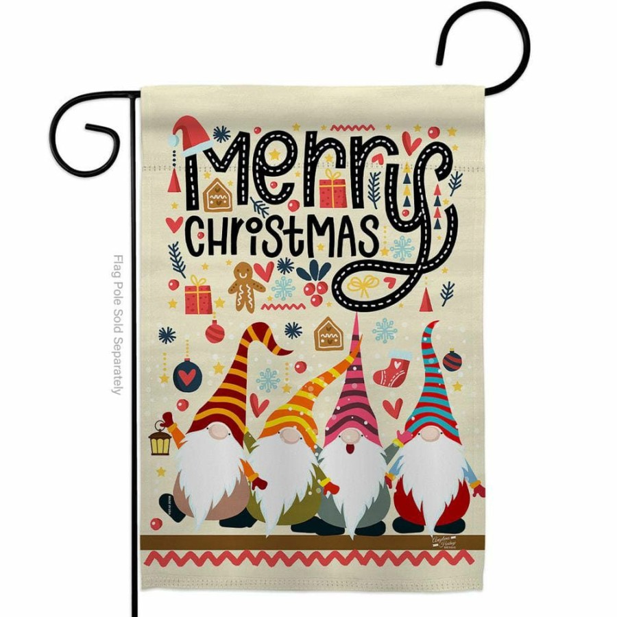 Outdoor Decor * | Angeleno Heritage Made And Designed Los Angeles California 13 In. X 18.5 In. Christmas Gnome Winter Double-Sided Garden Flag Winter Decorative Vertical Flags