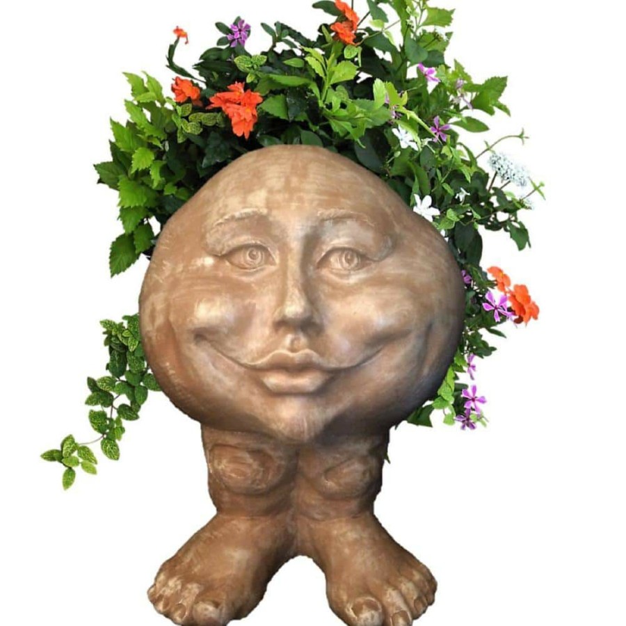 Outdoor Decor * | Homestyles 14 In. Stone Wash Mama Petunia The Muggly Statue Face Planter Holds 6 In. Pot