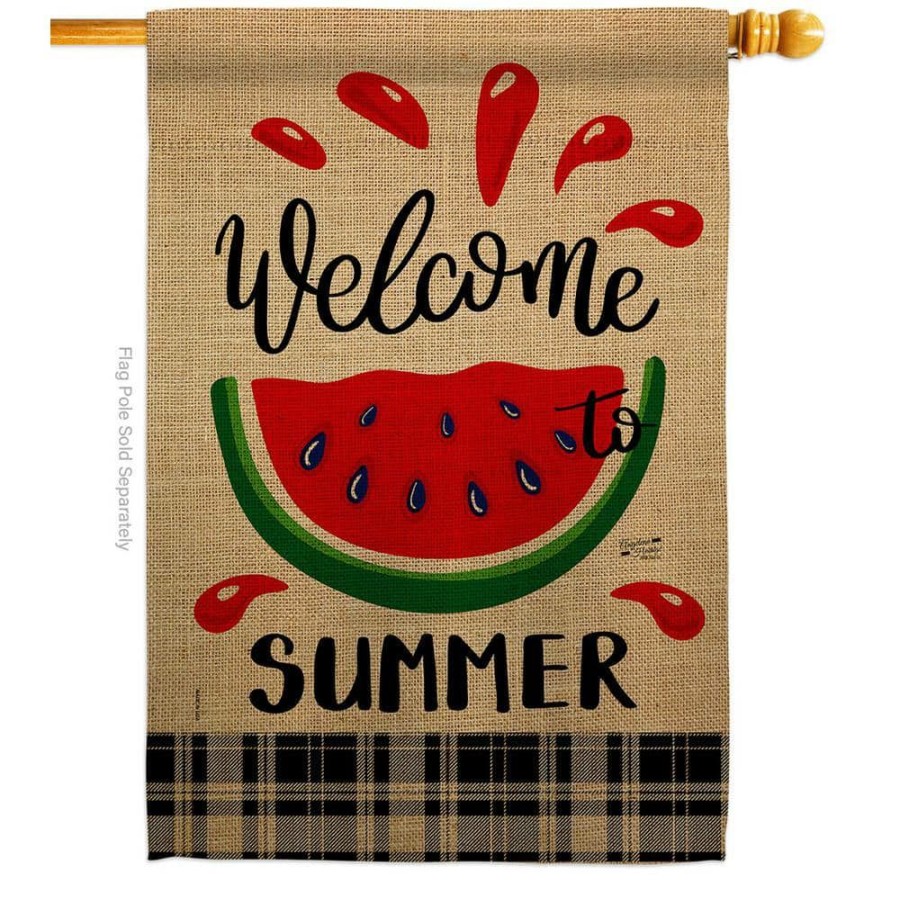 Outdoor Decor * | Angeleno Heritage Made And Designed Los Angeles California 28 In. X 40 In. Watermelon Summer House Flag Double-Sided Decorative Vertical Flags