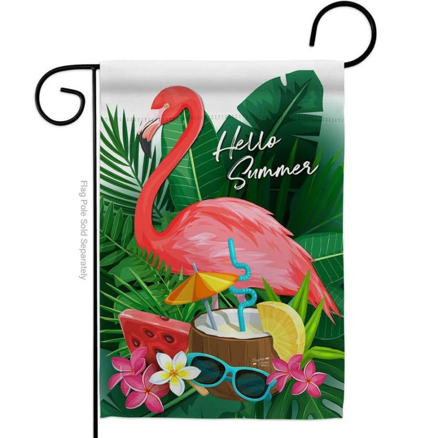 Outdoor Decor * | Angeleno Heritage Made And Designed Los Angeles California 13 In. X 18.5 In. Flamingo Summer Coastal Double-Sided Garden Flag Coastal Decorative Vertical Flags