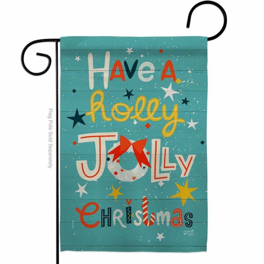 Outdoor Decor * | Angeleno Heritage Made And Designed Los Angeles California 13 In. X 18.5 In. Holly Jolly Winter Double-Sided Garden Flag Winter Decorative Vertical Flags