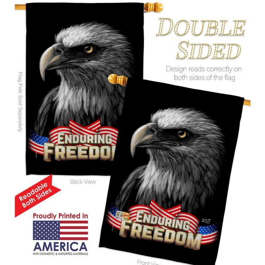 Outdoor Decor * | Angeleno Heritage Made And Designed Los Angeles California 28 In. X 40 In. Enduring Freedom Patriotic House Flag Double-Sided Decorative Vertical Flags