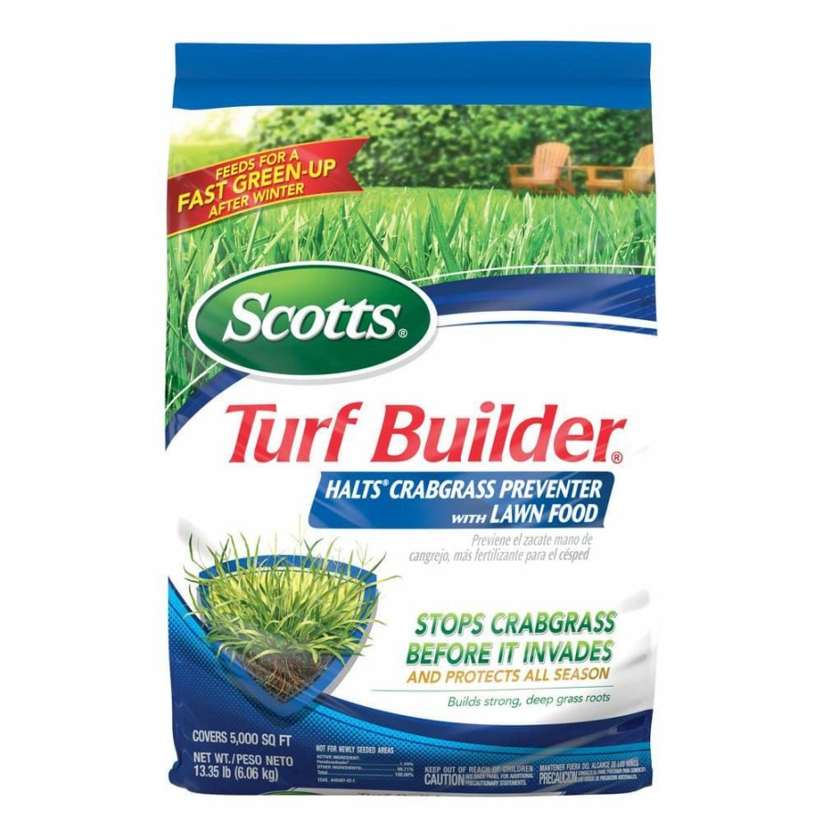 Lawn Care * | Scotts Turf Builder 13.35 Lbs. 5,000 Sq. Ft. Halts Crabgrass Preventer With Lawn Fertilizer (2-Pack)