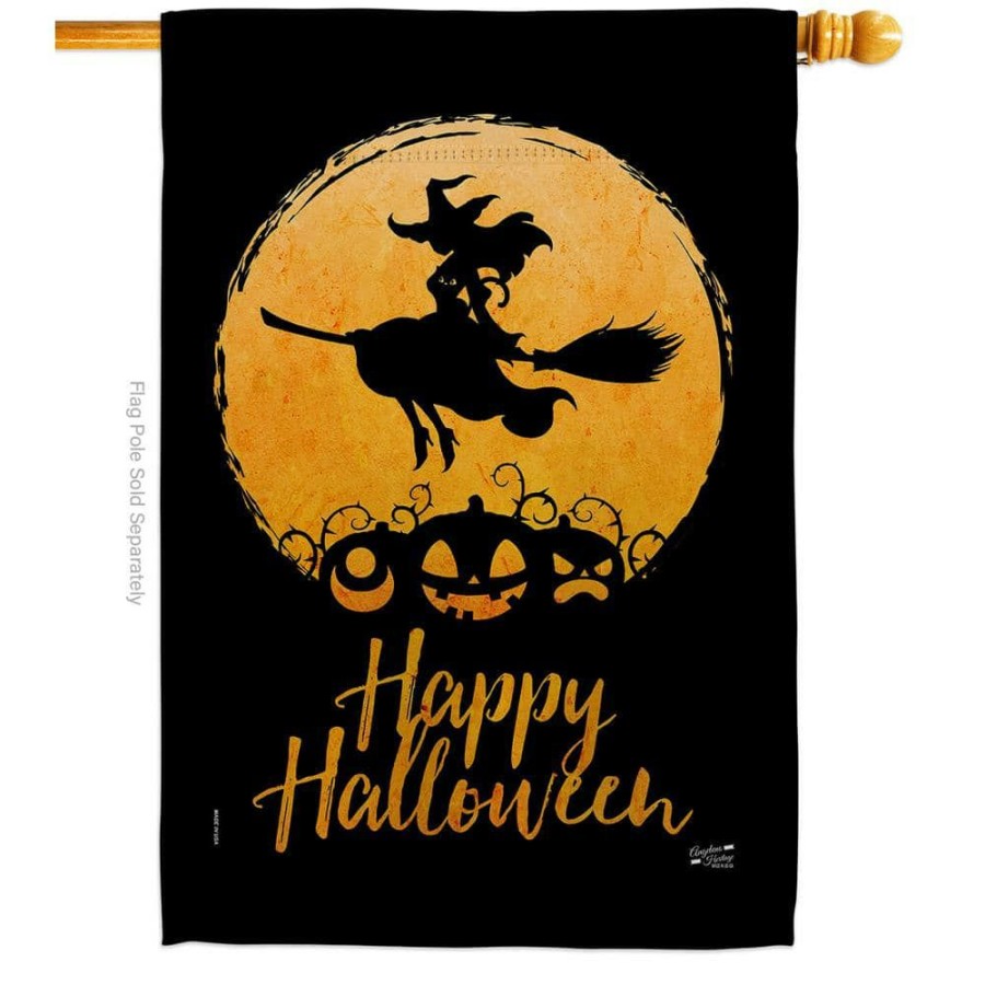 Outdoor Decor * | Angeleno Heritage Made And Designed Los Angeles California 28 In. X 40 In. Halloween Witch Fall House Flag Double-Sided Decorative Vertical Flags