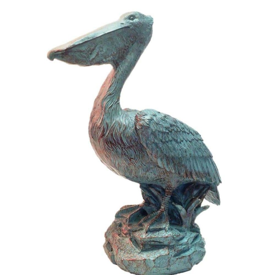 Outdoor Decor * | Homestyles 20 In. Pelican On Coastal Rock Collectible Beach Statue