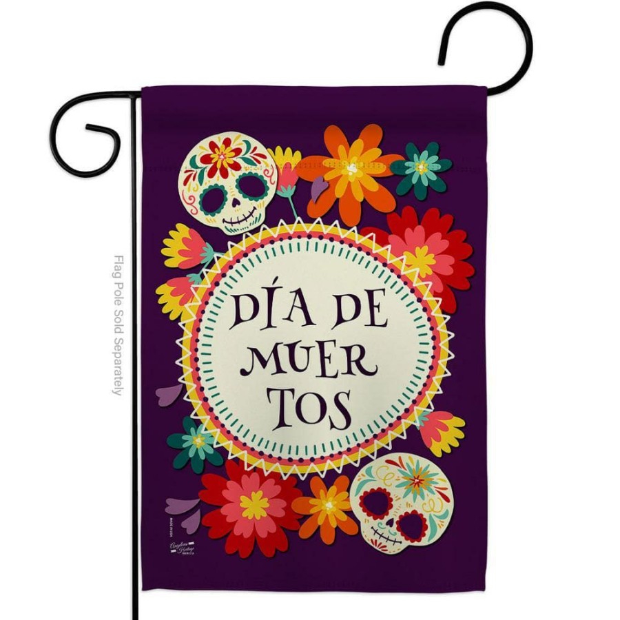 Outdoor Decor * | Angeleno Heritage Made And Designed Los Angeles California 13 In. X 18.5 In. Celebrate Dia De Muertos Garden Flag Double-Sided Fall Decorative Vertical Flag