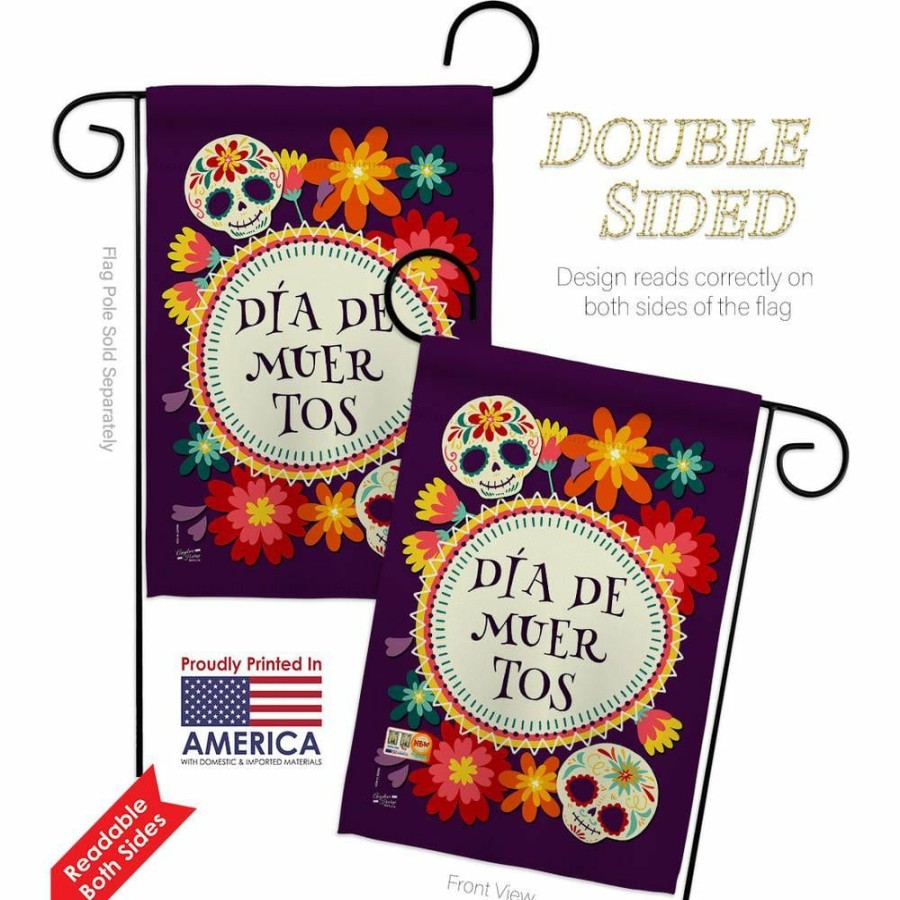 Outdoor Decor * | Angeleno Heritage Made And Designed Los Angeles California 13 In. X 18.5 In. Celebrate Dia De Muertos Garden Flag Double-Sided Fall Decorative Vertical Flag