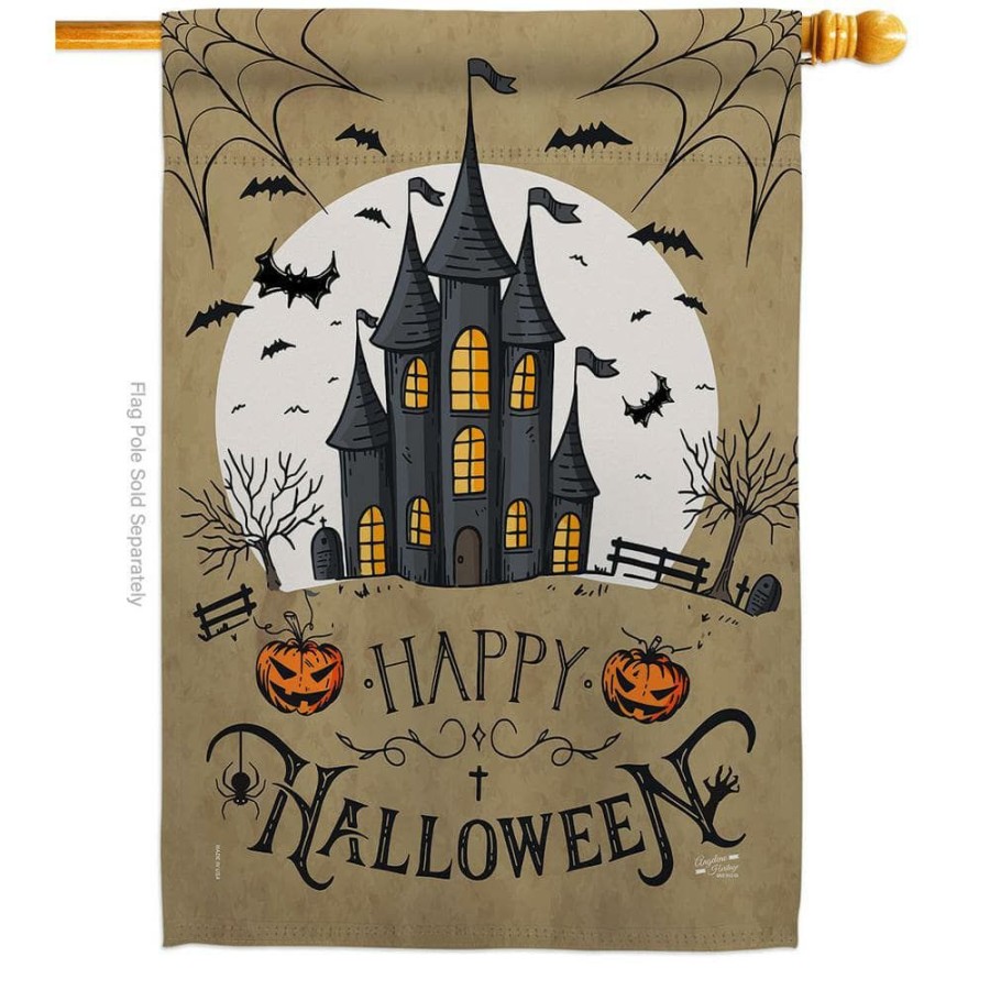 Outdoor Decor * | Angeleno Heritage Made And Designed Los Angeles California 28 In. X 40 In. Halloween Castle Fall House Flag Double-Sided Decorative Vertical Flags