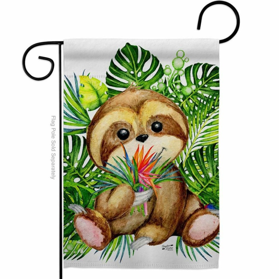 Outdoor Decor * | Angeleno Heritage Made And Designed Los Angeles California 13 In. X 18.5 In. Baby Sloth Animals Double-Sided Garden Flag Animals Decorative Vertical Flags