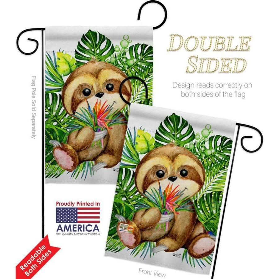 Outdoor Decor * | Angeleno Heritage Made And Designed Los Angeles California 13 In. X 18.5 In. Baby Sloth Animals Double-Sided Garden Flag Animals Decorative Vertical Flags