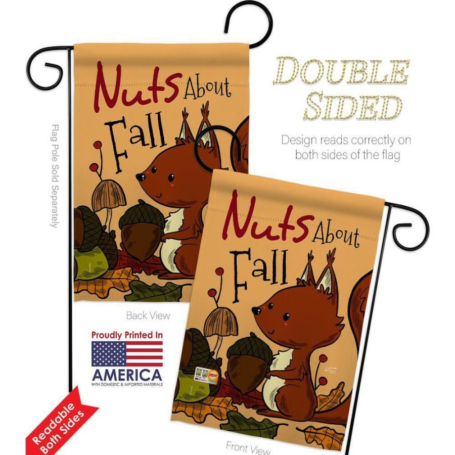 Outdoor Decor * | Angeleno Heritage Made And Designed Los Angeles California 13 In. X 18.5 In. Nuts About Fall Garden Flag Double-Sided Fall Decorative Vertical Flags